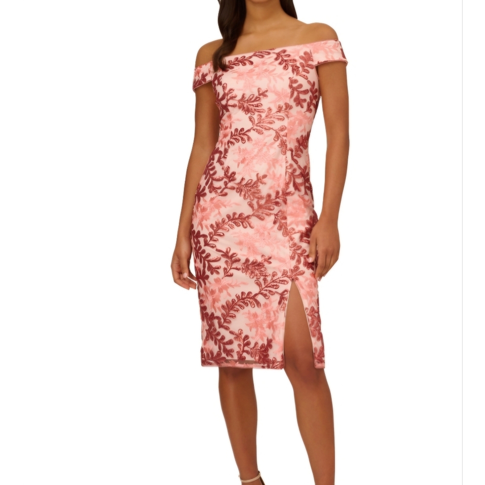 Adrianna Papell Women's Sequin Embroidered MIDI Dress, Size 8